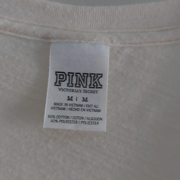 Victoria's Secret PINK Cream sequins bling v neck lightweight t-shirt Medium - Picture 3 of 4